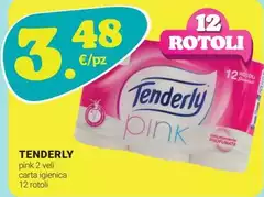 Tenderly - Pink 2 Veli Carta Igienica 12 Rotoli Tenderly - Pink 2 Veli Carta Igienica 12 Rotoli