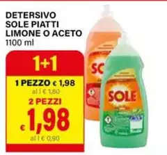 Sole - Detersivo Piatti Limone O Aceto