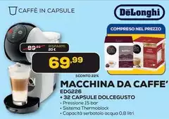 De Longhi - Macchina Da Caffe' EDG226 + 32 Capsule Dolcegusto De Longhi - Macchina Da Caffe' EDG226 + 32 Capsule Dolcegusto