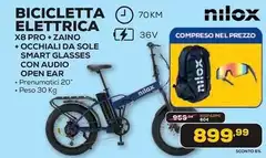 Nilox - Bicicletta Elettrica X8 Pro + Zaino + Occhiali Da Sole Smart Glasses Con Audio Open Ear Nilox - Bicicletta Elettrica X8 Pro + Zaino + Occhiali Da Sole Smart Glasses Con Audio Open Ear