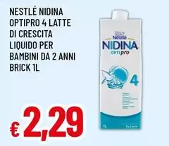 Nestlè - Nidina Optipro 4 Latte Di Crescita Liquido Per Bambini Da 2 Anni Brick Nestlè - Nidina Optipro 4 Latte Di Crescita Liquido Per Bambini Da 2 Anni Brick