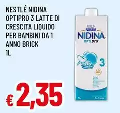 Nestlè - Nidina Optipro 3 Latte Di Crescita Liquido Per Bambini Da 1 Nestlè - Nidina Optipro 3 Latte Di Crescita Liquido Per Bambini Da 1