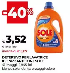 Sole - Detersivo Per Lavatrice Igienizzante 3 In 1