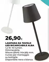 Alba - Lampada Da Tavolo Led Ricaricabile