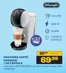 De Longhi - Macchina Caffè EDG226W + 32 CAPSULE De Longhi - Macchina Caffè EDG226W + 32 CAPSULE
