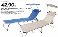 Mare - Lettino Con Tettino E Cuscino Mod. Rodi Mare - Lettino Con Tettino E Cuscino Mod. Rodi