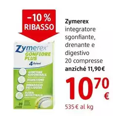 Zymerex - Integratore Alimentare Sgonfiante, Drenante E Digestivo 20 Compresse