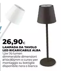 Alba - Lampada Da Tavolo Led Ricaricabile