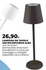 Alba - Lampada Da Tavolo Led Ricaricabile Alba - Lampada Da Tavolo Led Ricaricabile