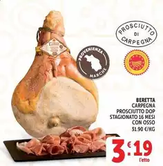 Beretta - Carpegna Prosciutto DOP Stagionato 16 Mesi Con Osso Beretta - Carpegna Prosciutto DOP Stagionato 16 Mesi Con Osso