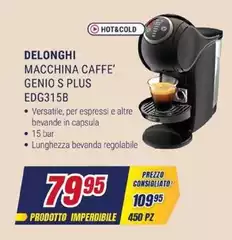 De Longhi - Macchina Caffe' Genio S Plus EDG315B De Longhi - Macchina Caffe' Genio S Plus EDG315B