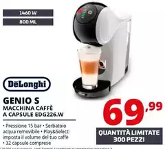 De Longhi - Genio S Macchina Caffè A Capsule EDG226.W