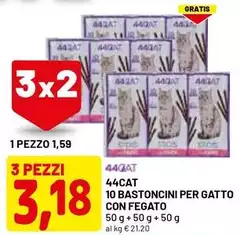 44cat - 10 Bastoncini Per Gatto Con Fegato 44cat - 10 Bastoncini Per Gatto Con Fegato