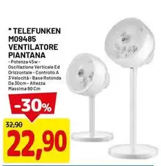 Telefunken - M09485 Ventilatore Piantana Telefunken - M09485 Ventilatore Piantana