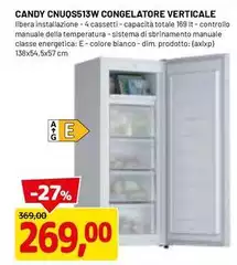 Candy - CNUQS513W Congelatore Verticale Candy - CNUQS513W Congelatore Verticale