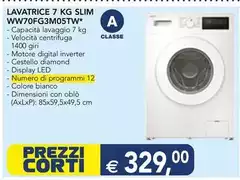 Corti - Lavatrice 7 Kg Slim WW70FG3M05TW Corti - Lavatrice 7 Kg Slim WW70FG3M05TW