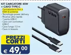Rapida - Kit Caricatore 45w + Cavo Type-C Rapida - Kit Caricatore 45w + Cavo Type-C
