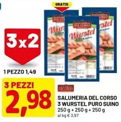 Puro - Salumeria Del Corso 3 Wurstel Suino Puro - Salumeria Del Corso 3 Wurstel Suino