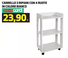 Coop - Carrello 3 Ripiani Con 4 Ruote In Colore Bianco Coop - Carrello 3 Ripiani Con 4 Ruote In Colore Bianco