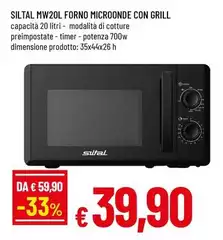 Siltal - MW20L Forno Microonde Con Grill Siltal - MW20L Forno Microonde Con Grill
