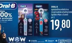 Oral b - Spazzolino Elettrico Ricaricabile Vitality Kid Spider-Man + 3 Anni Oral b - Spazzolino Elettrico Ricaricabile Vitality Kid Spider-Man + 3 Anni
