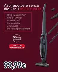 Aeg - Aspirapolvere Senza Filo 2 In 1 AS31CB18DB Aeg - Aspirapolvere Senza Filo 2 In 1 AS31CB18DB