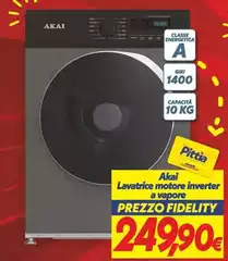 Akai - Lavatrice Motore Inverter A Vapore Akai - Lavatrice Motore Inverter A Vapore