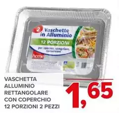 Vaschetta Alluminio Rettangolare Con Coperchio 12 Porzioni 2 Pezzi