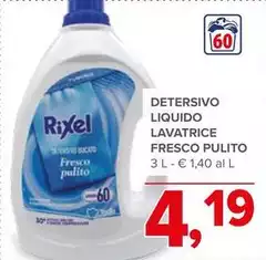 Rixel - Detersivo Liquido Lavatrice Fresco Pulito Rixel - Detersivo Liquido Lavatrice Fresco Pulito