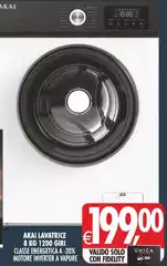 Akai - Lavatrice 8 Kg 1200 Giri Classe Renetica A-20% Akai - Lavatrice 8 Kg 1200 Giri Classe Renetica A-20%