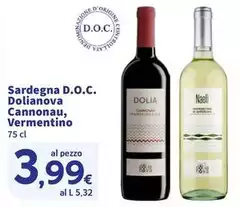 Dolia - Sardegna D.O.C. nova Cannonau, Vermentino Dolia - Sardegna D.O.C. nova Cannonau, Vermentino
