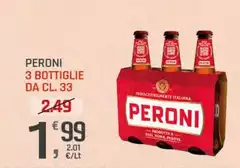 Peroni - 3 Bottiglie Da Cl. 33 Peroni - 3 Bottiglie Da Cl. 33