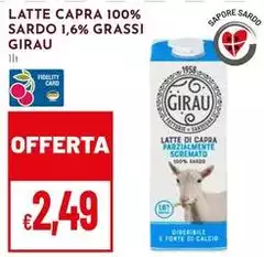Girau - Latte Capra 100% Sardo 1,6% Grassi Girau - Latte Capra 100% Sardo 1,6% Grassi