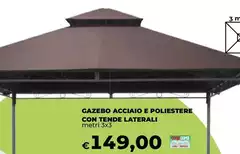 Gazebo Acciaio E Poliestere Con Tende Laterali Gazebo Acciaio E Poliestere Con Tende Laterali