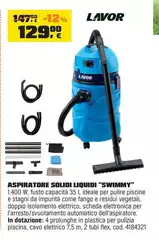 Lavor - Aspiratore Solidi Liquidi "Swimmy" Lavor - Aspiratore Solidi Liquidi "Swimmy"