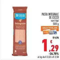 De Cecco - Pasta Integrale De Cecco - Pasta Integrale