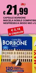 Caffe borbone - Capsule Miscela Nobile Compatibili Nespresso/a Modo Mio X12 Caffe borbone - Capsule Miscela Nobile Compatibili Nespresso/a Modo Mio X12