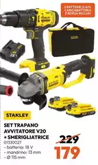 Stanley - Set Trapano Avvitatore V20 + Smerigliatrice Stanley - Set Trapano Avvitatore V20 + Smerigliatrice
