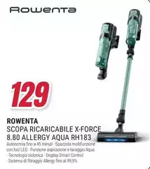 Rowenta - Scopa Ricaricabile X-Force 8.80 Allergy Aqua RH183 Rowenta - Scopa Ricaricabile X-Force 8.80 Allergy Aqua RH183