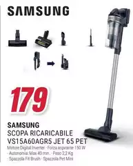 Samsung - Scopa Ricaricabile VS15A60AGR5 Jet 65 Pet Samsung - Scopa Ricaricabile VS15A60AGR5 Jet 65 Pet
