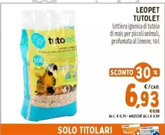 Leopet - Lettiera Igienica Di Tutolo Di Mais Per Piccolat