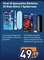Oral B - Spazzolino Elettrico IO Kids Stitch/Spiderman