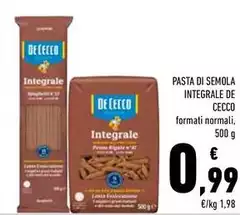 De Cecco - Pasta Di Semola Integrale De Cecco - Pasta Di Semola Integrale