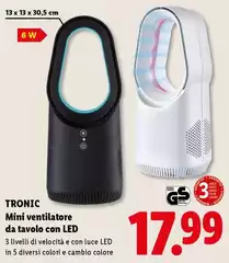 Tronic - Mini Ventilatore Da Tavolo Con Led Tronic - Mini Ventilatore Da Tavolo Con Led