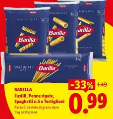 Barilla - Fusilli, Penne Rigate, Spaghetti N.5 O Tortiglioni Barilla - Fusilli, Penne Rigate, Spaghetti N.5 O Tortiglioni