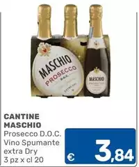 Cantine maschio - Prosecco D.O.C. Vino Spumante Extra Dry Cantine maschio - Prosecco D.O.C. Vino Spumante Extra Dry