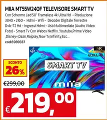Miia - MT55W240F Televisore Smart Tv