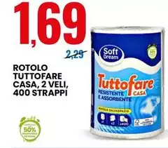 Soft - Rotolo Tuttofare Casa, 2 Veli, 400 Strappi Soft - Rotolo Tuttofare Casa, 2 Veli, 400 Strappi