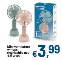 Kasaviva - Mini Ventilatore Ricaricabile Usb Kasaviva - Mini Ventilatore Ricaricabile Usb
