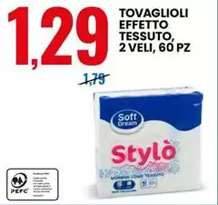 Soft - Tovaglioli Effetto Tessuto, 2 Veli, 60 Pz Soft - Tovaglioli Effetto Tessuto, 2 Veli, 60 Pz